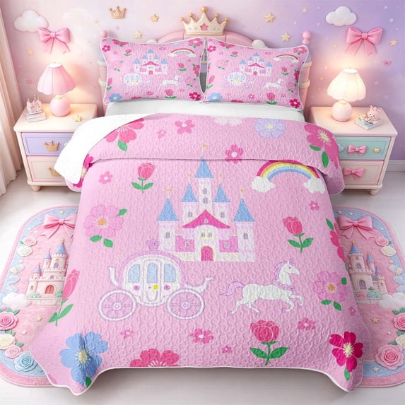 Manfei Delightful Castle Bed Spread Queen,Unicorn Pattern Queen ...