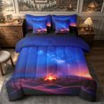 thumbnail image 1 of Manfei Desert Campfire King Bedding 7pcs,Gradient Starry Sky King Bed in a Bag,Blue Purple, 1 of 6