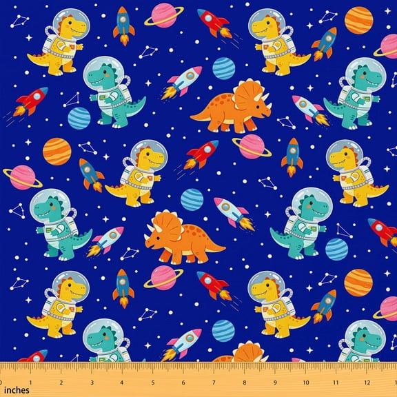 Manfei Dinosaur Fabric by the Yard 5 Yards, Jurassic Fabric for Sewing, Teal