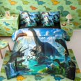 thumbnail image 1 of Manfei Dinosaur Wildlife 7-Piece Twin Bedding,Retro Butterfly Dragon Animals Bedding Comforter Set,Blue,Black Reversible, 1 of 6