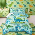 thumbnail image 1 of Manfei Dinosaur Wildlife Queen Comforter Set,Retro Ocean Wave Island Comforter Sets Queen,Blue Green,Polkadot Reversible,3-Piece,1 Comforter and 2 Pillowcases, 1 of 7