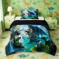 thumbnail image 1 of Manfei Dinosaur Wildlife Twin Comforter Sets,Retro Butterfly Dragon Animals Bedding Set,Blue,Black Reversible,2-Piece,1 Comforter and 1 Pillowcase, 1 of 7