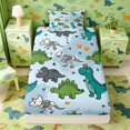 thumbnail image 1 of Manfei Dinosaur Wildlife Twin Fitted Sheet,Retro Stars Heart Paw Print Bedding,Blue Gray,2-Piece,1 Fitted Sheet and 1 Pillowcase, 1 of 6