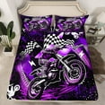 thumbnail image 1 of Manfei Dirt Bike 3pcs Twin Sheet Sets,Extreme Sports Twin Fitted Sheet,Geometric Plaid Breathable Flat Sheet,Honeycomb Room Decor, 1 of 6