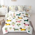 thumbnail image 1 of Manfei Dog Animals 7-Piece Twin Bedding Sets,Dachshund Printed Bedding Comforter Set,Tropical Botanical Monstera Sheet Sets For Boys,Luxury Bedroom Decor Reversible, 1 of 8