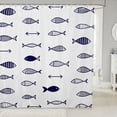 thumbnail image 1 of Manfei Doodle Ocean Fish Shower Curtain 72Wx78L, Rustic Arrow Bath Curtain, Navy White, 1 of 5