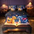 thumbnail image 1 of Manfei Dragon Animals 7-Piece King Bedding,Fantasy Mushroom Starry Sky King Bed in a Bag,Blue Red,Black Reversible, 1 of 6