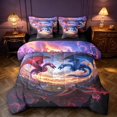 thumbnail image 1 of Manfei Dragon Animals 7 Pieces Full Size Bedding Sets,Gothic Mountain Lightning Full Size Bed in a Bag,Blue Pink,Black Reversible, 1 of 6