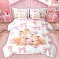 thumbnail image 1 of Manfei Dreamy Animal Fox Bedding Comforter Set 7 Pieces for Kids, Kawaii Bowknot Flower Full Bedding Set, Cartoon Stars Print Reversible Fitted Sheet Flat Sheet, Microfiber Bedroom Decor, 1 of 7