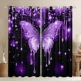 thumbnail image 1 of Manfei Dreamy Bling Butterfly Curtains Pack of 2 (42x84 Each), Purple Glitter Diamond Curtains Blackout, Romantic Animal Bedroom Curtains, Blackout Curtains Room Decor, 1 of 6