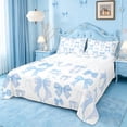 thumbnail image 1 of Manfei Dreamy Blue Bow Queen Sheet Sets For Girls,Princess Bow Ribbon Detail Bed Set For Kids,4 Pieces, 1 of 6