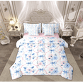 thumbnail image 1 of Manfei Dreamy Blue Bowknot Bedding Comforter Set 7-Piece, Vintage Rustic Flower King Bedding Sets, Teens Kids Child Reversible Bed Sheets, Breathable Home Decor, 1 of 7