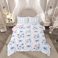 thumbnail image 1 of Manfei Dreamy Blue Bowknot Queen Comforter Set, Vintage Rustic Flower Bedding Comforter Set, Teens Kids Child Reversible Bedding Set, Breathable Home Decor, 3pcs, 1 of 8