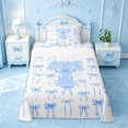 thumbnail image 1 of Manfei Dreamy Blue Bowknot Twin Sheet Sets For Girls,Blue Letter T Alphabet Initial Bedding,3 Pieces, 1 of 6