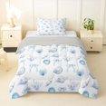 thumbnail image 1 of Manfei Dreamy Bow Twin Comforter Sets,Calm Sea Life Bedding Set,White Blue,Light Gray Reversible,2 Pieces,1 Comforter and 1 Pillowcase, 1 of 8