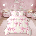 thumbnail image 1 of Manfei Dreamy Bowknot Bed in a Bag Twin size, Yellow Pink Bedding Sets Twin Size, Princess Ribbon Reversible Bedding Twin Size, Breathable Bedroom Decorative, 7pcs, 1 of 7
