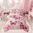 thumbnail image 1 of Manfei Dreamy Butterfly Child Queen Comforter Set, Pink Cherry Blossoms Bedding Comforter Set, Romantic Anniversary Reversible Bedding Set, Lightweight Room Decor, 3-Piece, 1 of 8