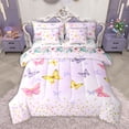 thumbnail image 1 of Homewish Dreamy Butterfly Twin Bedding Sets 7-Piece for Teens, Kawaii Blossoms Flower Bedding Comforter Set, Cute Cartoon Animal Reversible Sheet Sets, Lightweight Room Decor, 1 of 7