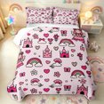 thumbnail image 1 of Manfei Dreamy Castle Twin Quilt Set, Butterfly Rainbow Twin Coverlet Set, Light Pink, 2 Pieces, 1 Bedspread and 1 Pillowcase, 1 of 7
