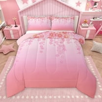 Manfei Dreamy Cherry Blossoms Bedding Comforter Set, Spring Flower Floral Twin Comforter Sets, Teens Kids Girls Female Reversible Bedding Set, Luxury Bedroom Decor, 2-Piece