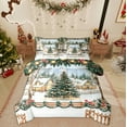 thumbnail image 1 of Manfei Dreamy Christmas Festival Bedding Comforter Set 7 Pieces for Kids, Glitter Xmas Tree Full Bedding Set, Fairy Tale Cabin Reversible Fitted Sheet Flat Sheet, Luxury Bedroom Decor, 1 of 7