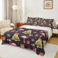 thumbnail image 1 of Manfei 3-Piece Christmas Festival Sheet Set, Twin - Green Tree & Flamingo, 1 of 7