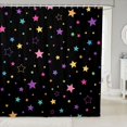 thumbnail image 1 of Manfei Dreamy Colorful Stars Shower Curtain 72Wx78L,Kawaii Cartoon Theme Bath Curtain,Black, 1 of 5