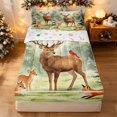thumbnail image 1 of Manfei Dreamy Elk Fox Zipper Twin Comforter Sets with Fitted Sheet and 2 Pillowcases, Winter Holiday Wildlife Zipper Bedding Set, Cream Sage, Christmas Reversible, 4 Pieces, 1 of 7