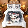 thumbnail image 1 of Manfei Dreamy Elk Twin Bedding, Farmhouse Christmas Holly Berry Bedding Comforter Set, White Gray, Polkadot Reversible, 7-Piece, 1 of 6