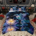 thumbnail image 1 of Manfei Dreamy Glitter Hummingbird Bedding Comforter Set, Bling Lotus Twin Comforter Sets, Stars Starry Sky Reversible Bedding Set, Lightweight Room Decor, 2 Pieces, 1 of 9