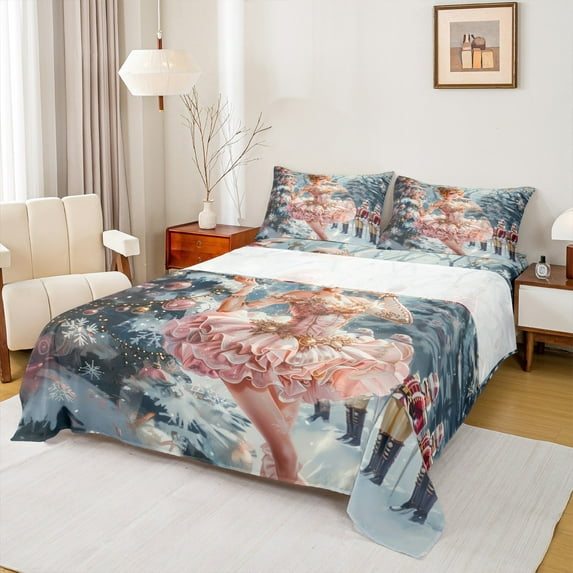 Manfei Dreamy Kawaii Princess Twin Sheet Sets for Girls, Royal Nutcracker Twin Fitted Sheet, Fairy Tale Style Flat Sheet, Ultra Soft Home Decor, 3pcs