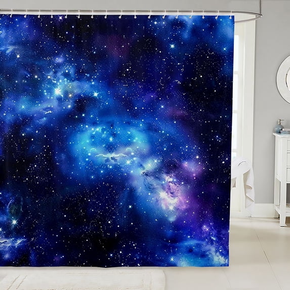Manfei Dreamy Nebula Galaxy Shower Curtain 72Wx84L,Celestial Sparkling Stars Print Bathroom Shower Curtain