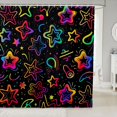 thumbnail image 1 of Manfei Dreamy Neon Glowing Stars Shower Curtain 72Wx84L,Galaxy Theme Bathroom Shower Curtain,Black, 1 of 5