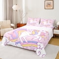 thumbnail image 1 of Manfei Dreamy Pink Unicorn Queen Sheet Sets, Cartoon Cloud Stars Print Flat Sheet, Fairy Tale Animal Queen Fitted Sheet, Breathable Home Decor, 4-Piece, 1 of 6