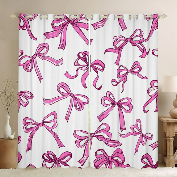 Manfei Dreamy Princess Bowknot Curtains Pack of 2 (42x84 Each), Kawaii Cute Cartoon Bow Curtains Blackout, Teens Kids Girls Female Bedroom Curtains, Curtains and Drapes Decor