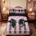 thumbnail image 1 of Manfei Dreamy Princess Bows Zipper Twin Comforter Sets with Fitted Sheet and 2 Pillowcases,Geometric Geometric Lines Zipper Bedding Set,Black Reversible,4pcs, 1 of 7