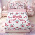 thumbnail image 1 of Manfei Dreamy Princess Bows Zipper Twin Comforter Sets with Fitted Sheet and 2 Pillowcases,Pink Bowknot Ribbon Zipper Bedding Set,Pink Reversible,4 Pieces, 1 of 7