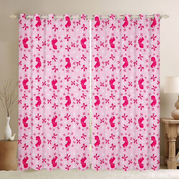 Manfei Dreamy Princess Bowtie Blackout Curtains,Kawaii Bow Knot Window Curtains Pack of 2 (38x45 Each)