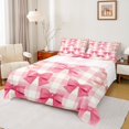 thumbnail image 1 of Manfei Dreamy Princess Ribbon Bed Sheets, Girly Pink Buffalo King Sheets, Teens Kids Girls Female Sheet Set, Microfiber Bedroom Decor, 4-Piece, 1 of 7