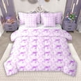thumbnail image 1 of Manfei Dreamy Purple Bowknot 7-Piece Bedding Comforter Set for Girls, Fairy Tale Princess King Bedding Sets, Kawaii Cute Cartoon Reversible Bed Sheets, Luxury Bedroom Decor, 1 of 8