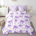 thumbnail image 1 of Manfei Dreamy Purple Bowknot Bedding Comforter Set 7-Piece, Vintage Rustic Flower King Bedding Sets, Teens Kids Child Reversible Bed Sheets, Super Cozy Room Decor, 1 of 7