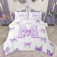 thumbnail image 1 of Manfei Dreamy Purple Bowknot Full Size Comforter Sets for Girl, Kawaii Initial M Letter Bedding Comforter Set, Princess Style Reversible Bedding Sets, Microfiber Bedroom Decor, 3 Pieces, 1 of 8
