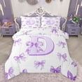 thumbnail image 1 of Homewish Dreamy Purple Bowknot Queen Comforter Set for Girl, Kawaii Initial D Letter Bedding Sets, Princess Style Reversible Bedding Comforter Set, Super Cozy Room Decor, 3 Pieces, 1 of 8