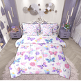 thumbnail image 1 of Manfei Dreamy Purple Butterfly Bedding Comforter Set 7-Piece for Female, Cartoon Groovy Flower King Bedding Sets, Kawaii Animal Reversible Bed Sheets, Microfiber Bedroom Decor, 1 of 7