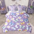 thumbnail image 1 of Homewish Dreamy Purple Butterfly Bedding Comforter Set 7 Pieces for Kids, Kawaii Cartoon Animal Full Bedding Set, Rustic Groovy Flower Reversible Fitted Sheet Flat Sheet, Ultra Soft Bedroom Decor, 1 of 7