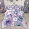 thumbnail image 1 of Homewish Dreamy Purple Butterfly Bedding Comforter Set for Teens, Kawaii Blossoms Flower Twin Comforter Sets, Cute Cartoon Animal Reversible Bedding Set, Microfiber Bedroom Decor, 2 Pieces, 1 of 8