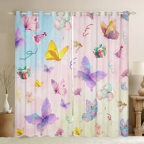 Manfei Dreamy Purple Butterfly Black Out Curtains for Kids, Cartoon Moth Lover Curtains Pack of 2 (42x63 Each), Fairy Tale Bedroom Curtains, Living Room Curtains Decor