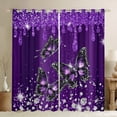 thumbnail image 1 of Manfei Dreamy Purple Butterfly Blackout Curtains Set of 2 (38x54 Each),Bling Print Curtains and Drapes,Fashion Diamond Living Room Curtains For Girls,Super Cozy Room Decor, 1 of 6