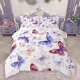 thumbnail image 1 of Homewish Dreamy Purple Butterfly Queen Comforter Set for Kids, Kawaii Cartoon Animal Bedding Sets, Leaf Plant Botanical Reversible Bedding Comforter Set, Microfiber Bedroom Decor, 3 Pieces, 1 of 8