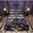 thumbnail image 1 of Manfei Dreamy Purple Dragonfly Full Size Comforter Sets, Mystic Galaxy Moon Bedding Comforter Set, Mandala Jungle Floral Reversible Bedding Sets, Microfiber Bedroom Decor, 3-Piece, 1 of 9